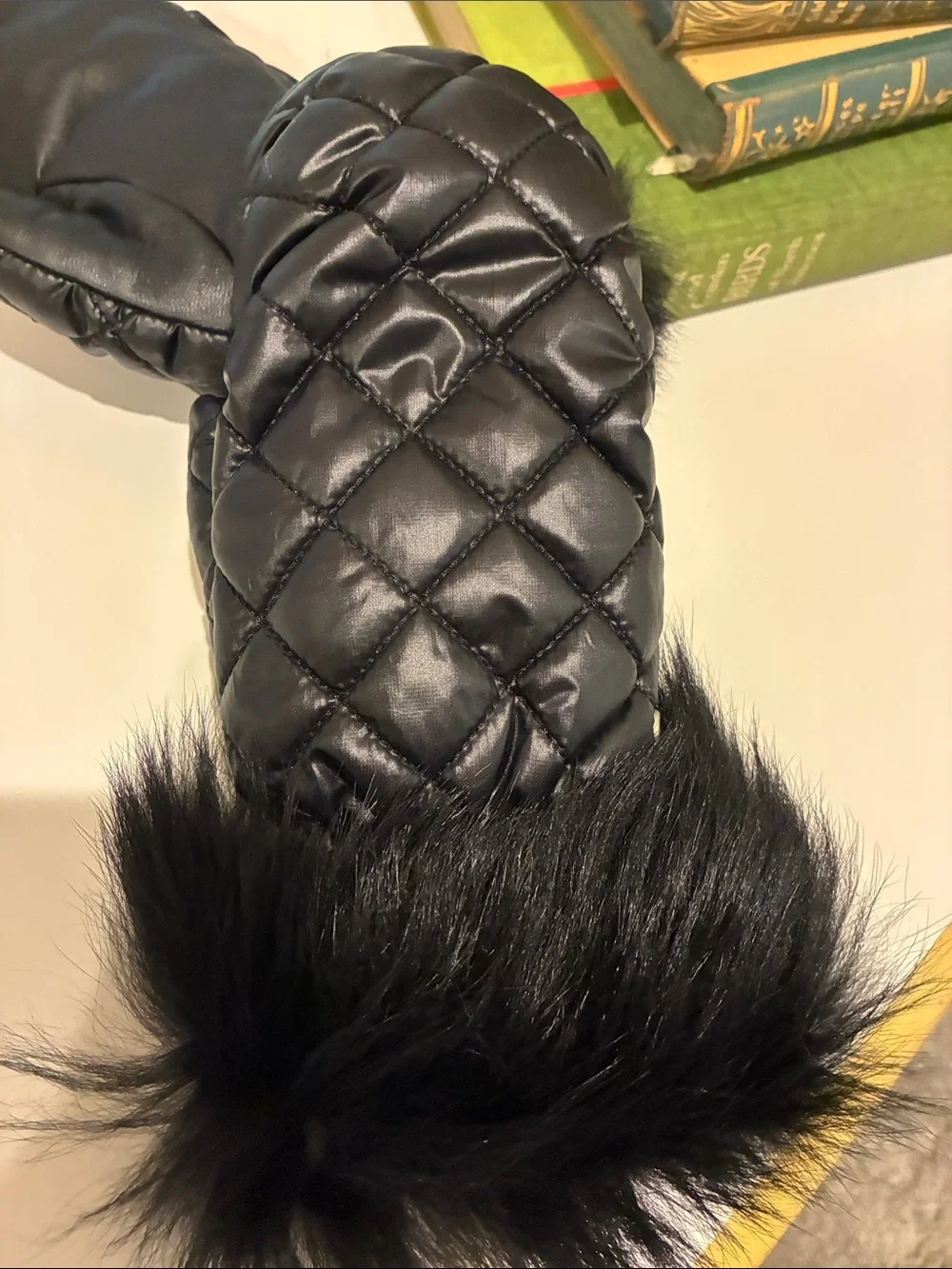 UGG Women's Quilted Shearling Mittens Black with Touchscreen